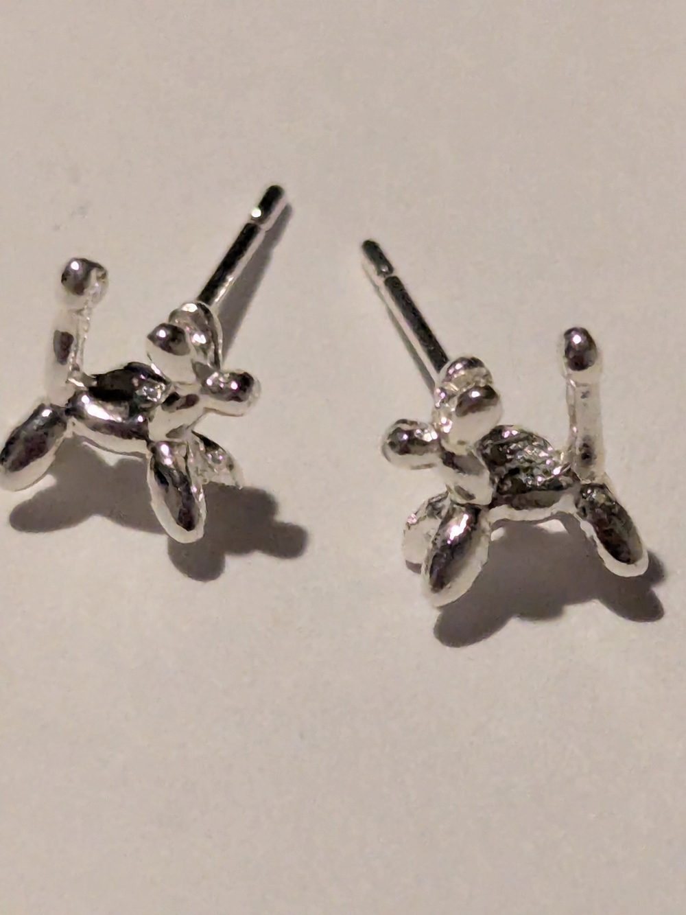 Silver Balloon Dog Stud Earrings